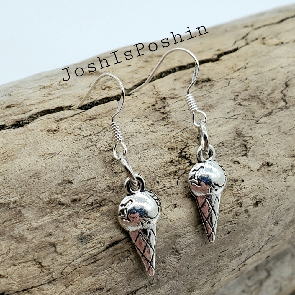 Silver 925 handmade ice cream cone earrings